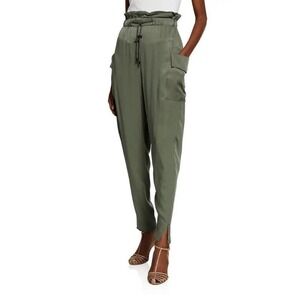 EMPORIO ARMANI CUPRO PAPERBAG CARGO PANTS IN GREEN‎ NWT WOMEN'S SIZE IT 40